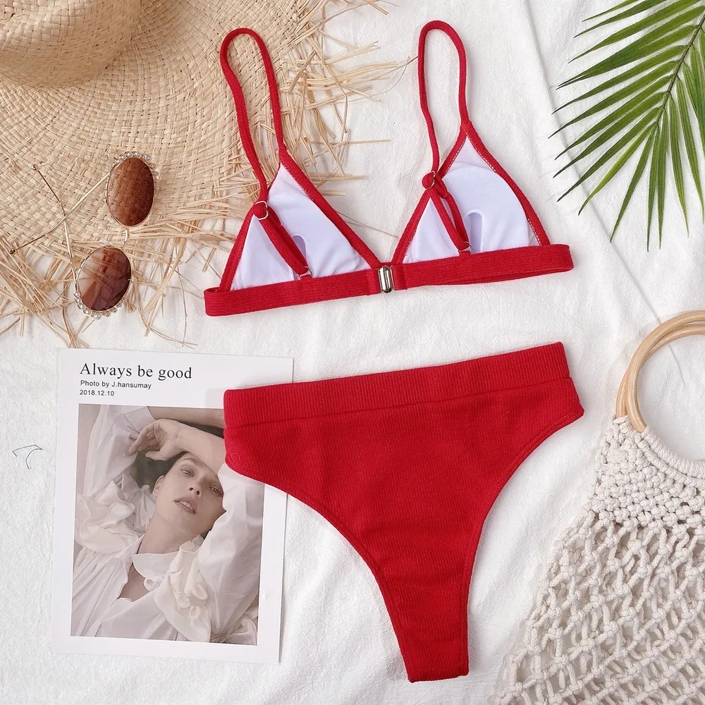 Spaghetti Strap Ribbed Bikini Set, image 13