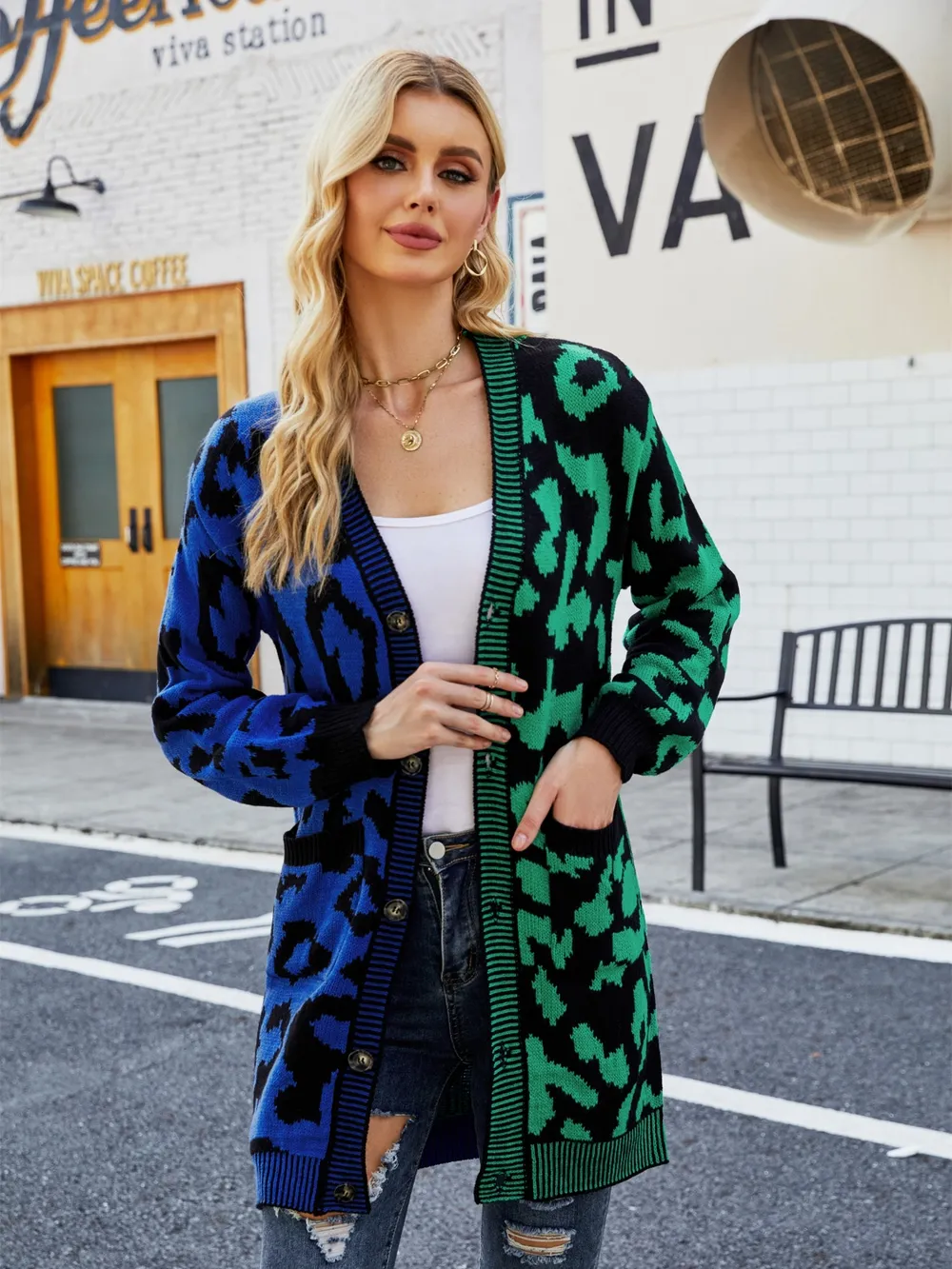 Leopard Button Down Longline Cardigan, image 11