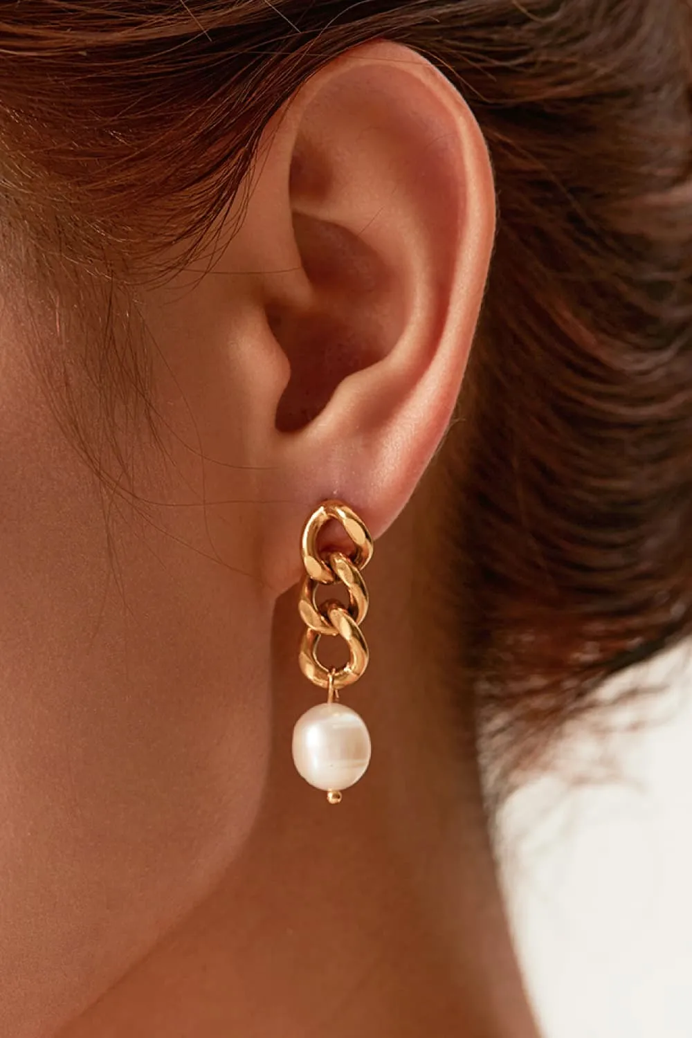 Stainless Steel Pearl Earrings, image 3