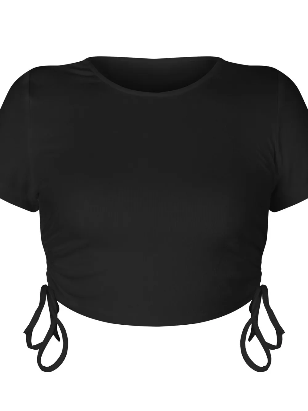 Round Neck Short Sleeve Drawstring Tee, image 5