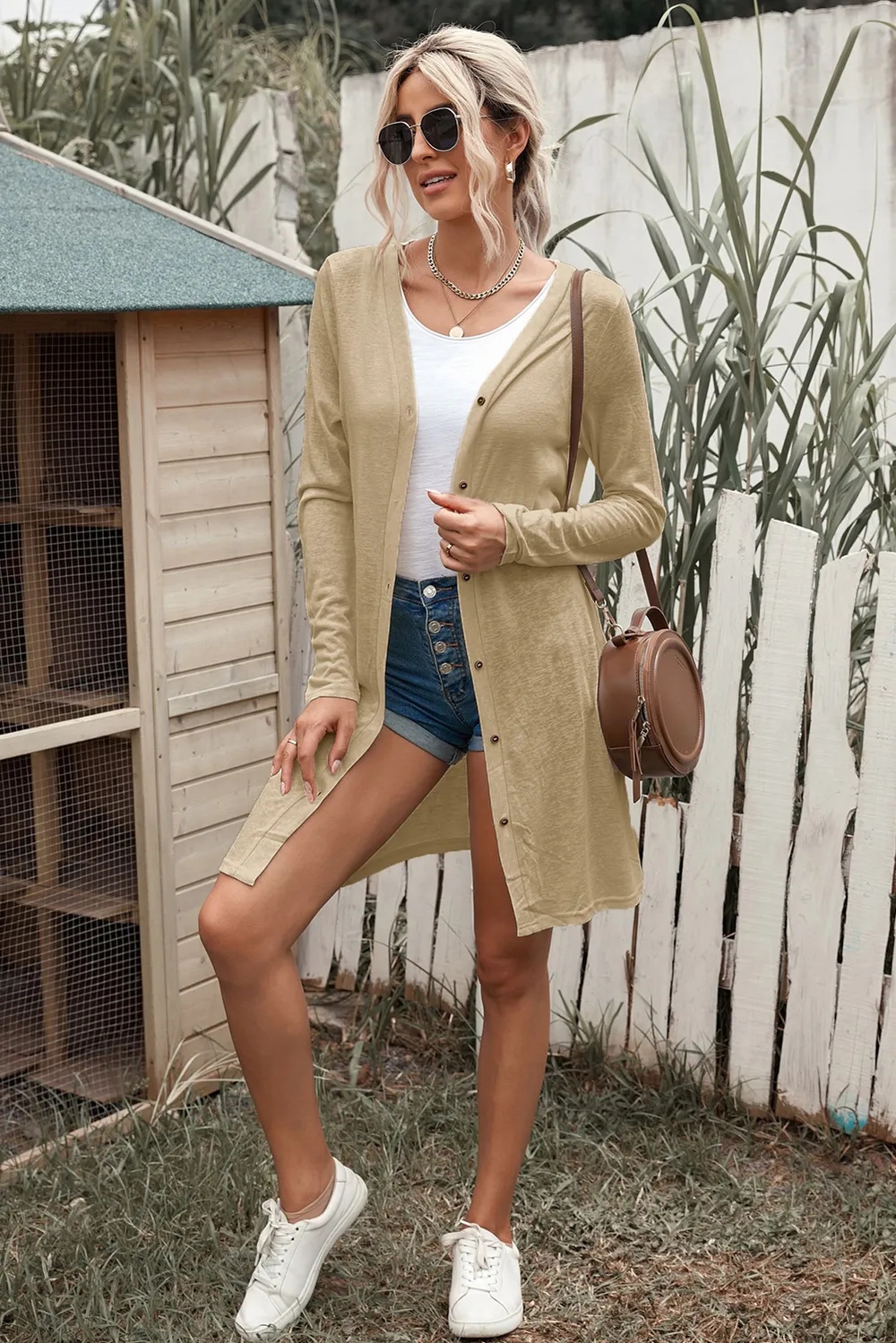Button Down Long Sleeve Longline Cardigan, image 15