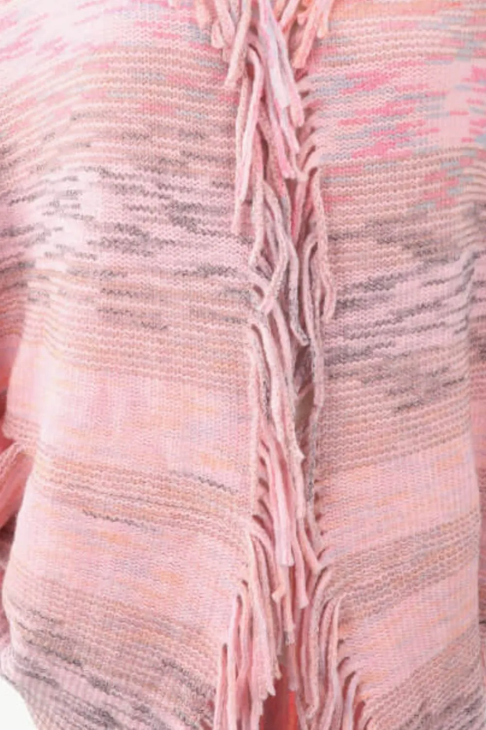 Multicolored Fringe Trim Poncho, image 10