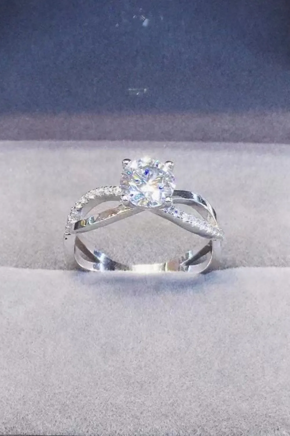 2 Carat Moissanite Crisscross 925 Sterling Silver Ring, image 2