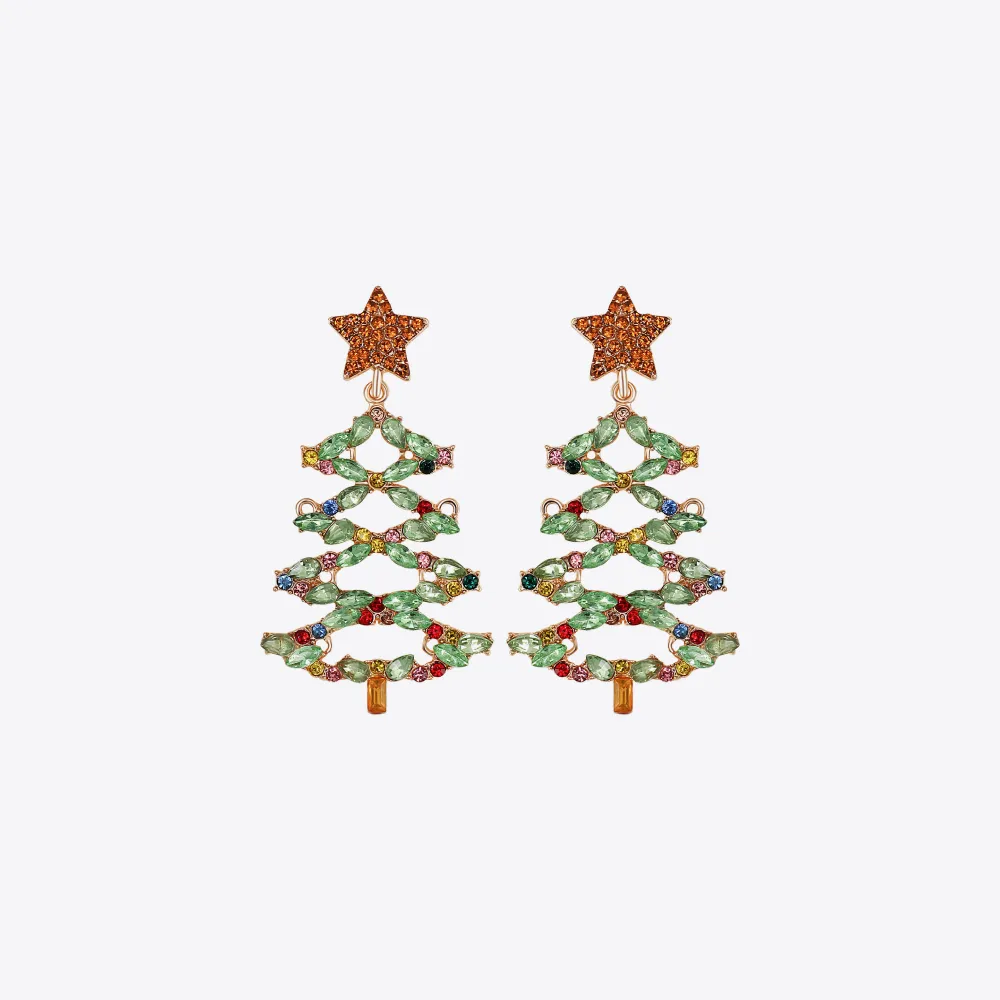 Christmas Tree Rhinestone Alloy Earrings