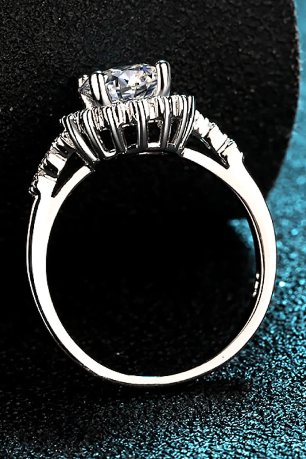 1 Carat Moissanite Rhodium-Plated Halo Ring, image 4
