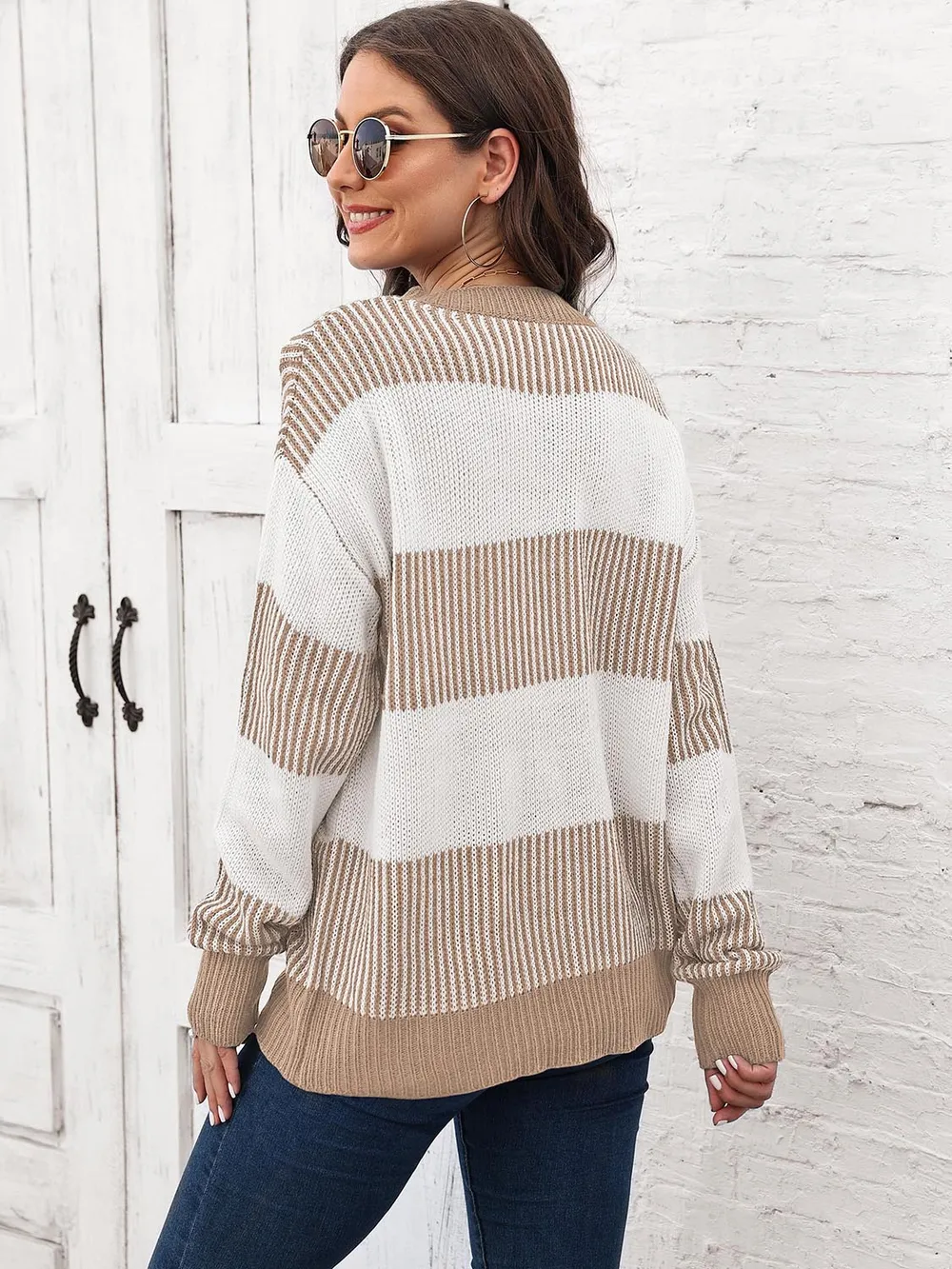 Full Size Round Neck Drop Shoulder Sweater, image 9
