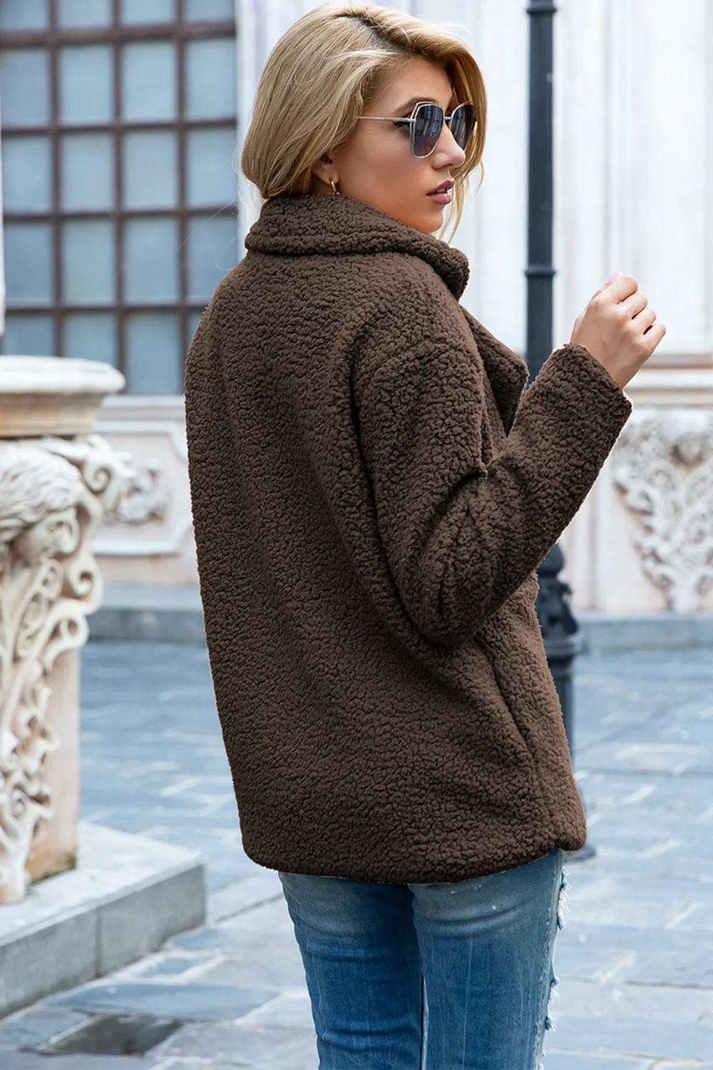 Full Size Lapel Collar Sherpa Coat, image 28