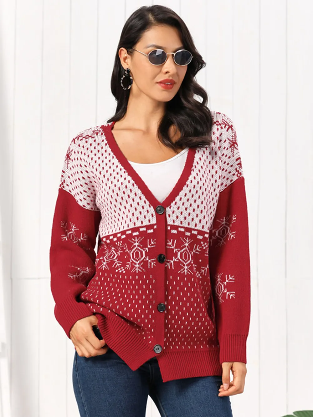 Snowflake Button Down Cardigan, image 2