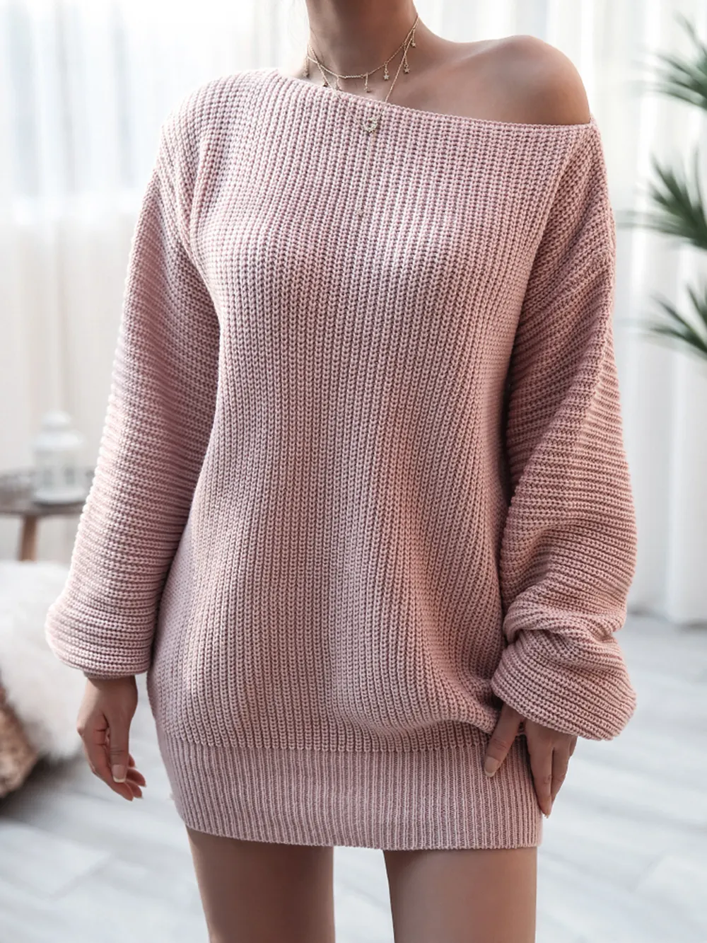 Rib-Knit Mini Sweater Dress, image 6