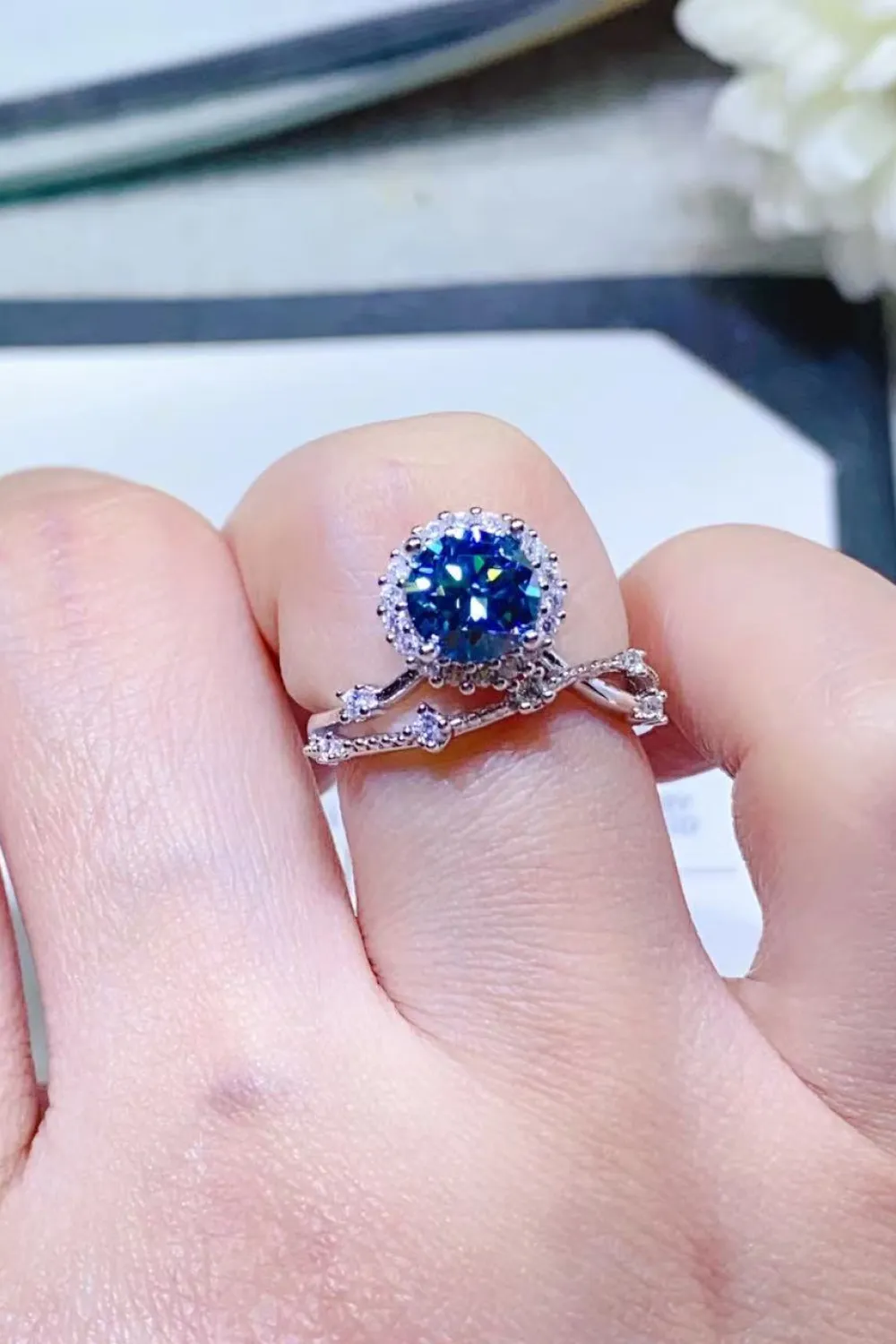 1 Carat Moissanite 925 Sterling Silver Ring, image 7