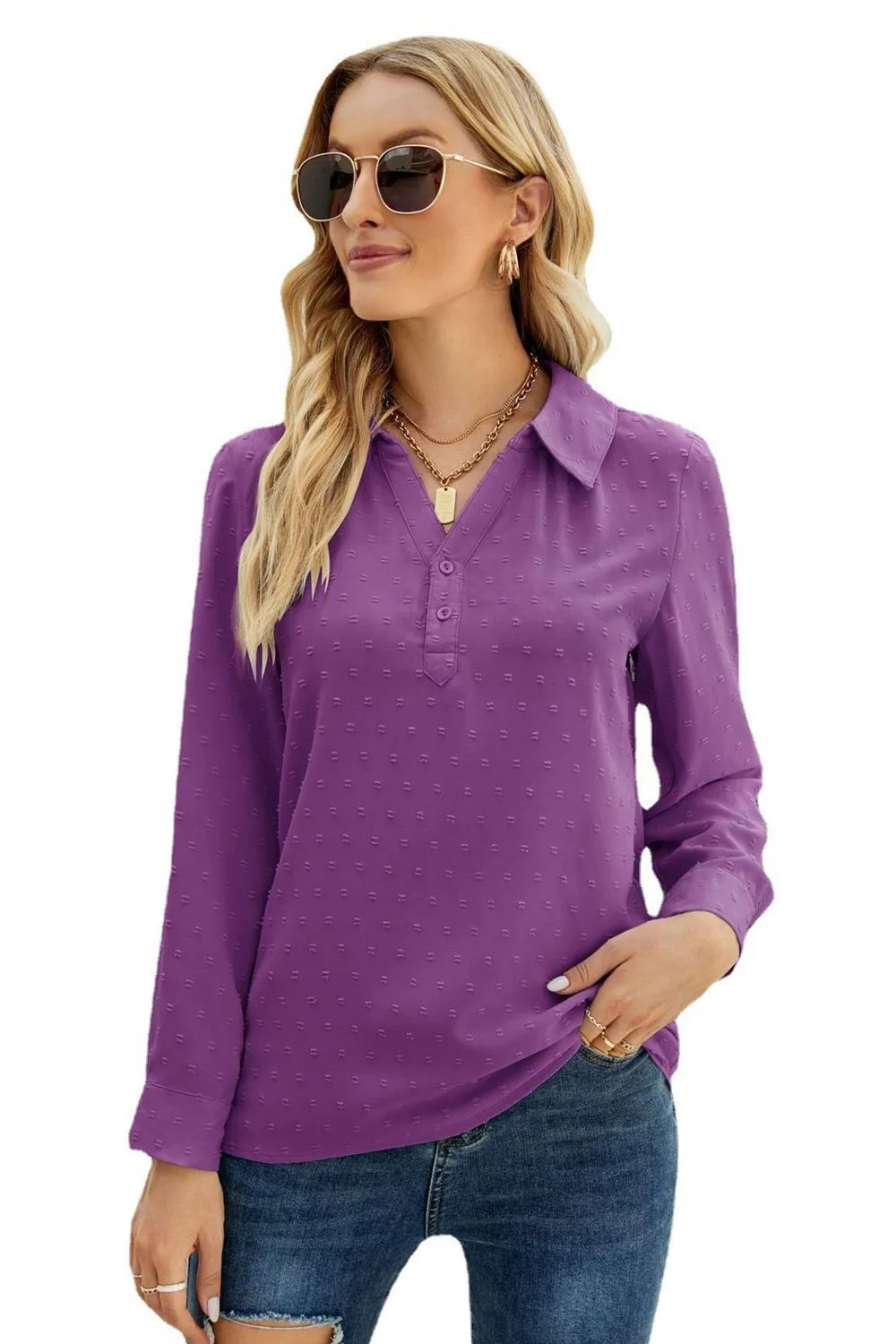 Swiss Dot Johnny Collar Blouse, image 7