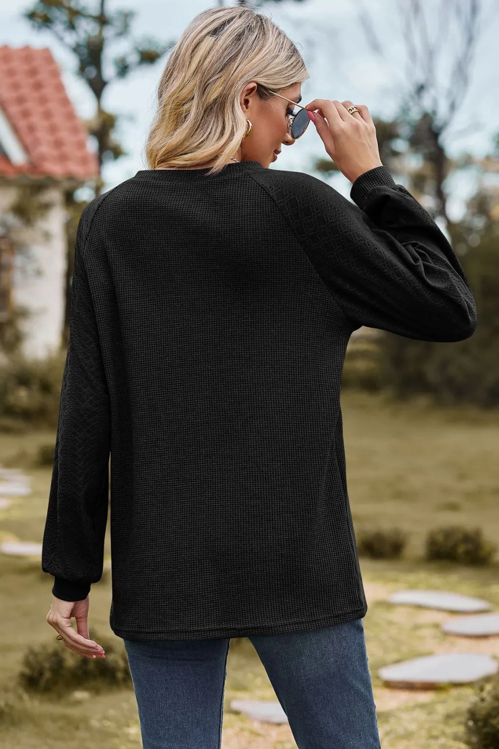Round Neck Raglan Sleeve Sweatshirt, image 6