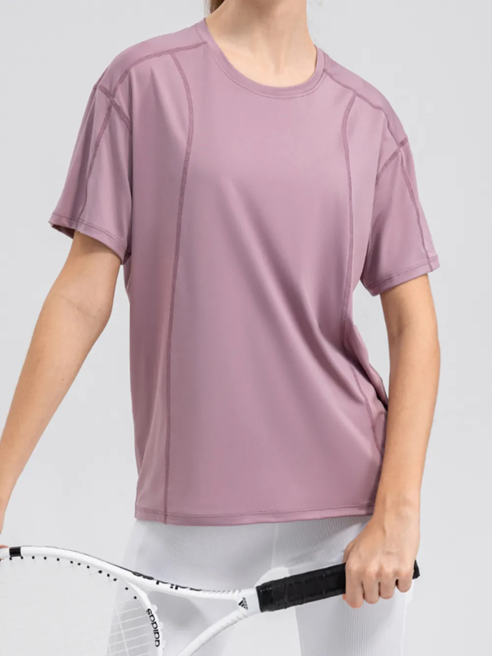 Round Neck Short Sleeve Active Top, image 3