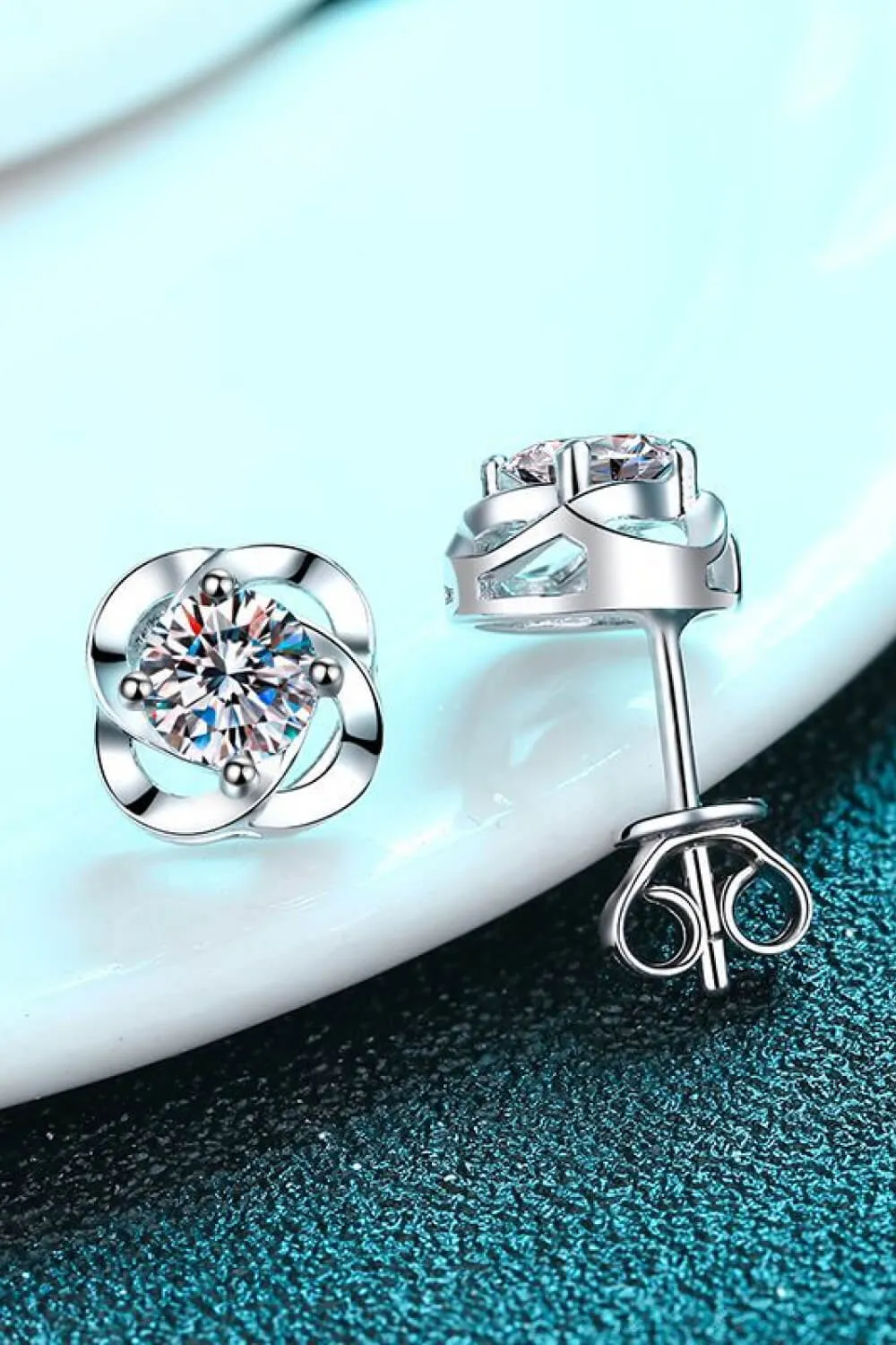 It's Your Day Moissanite Rhodium-Plated Stud Earrings, image 5