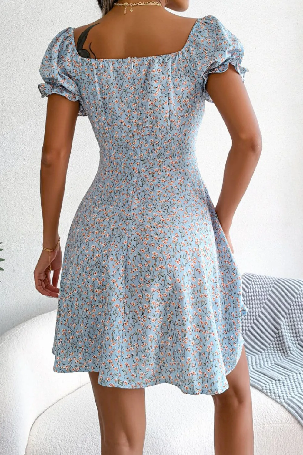 Ditsy Floral Drawstring A-Line Dress, image 3