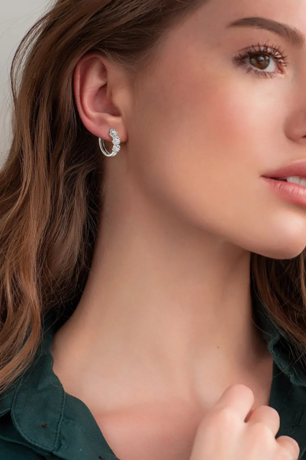 Moissanite 925 Sterling Silver Huggie Earrings, image 8