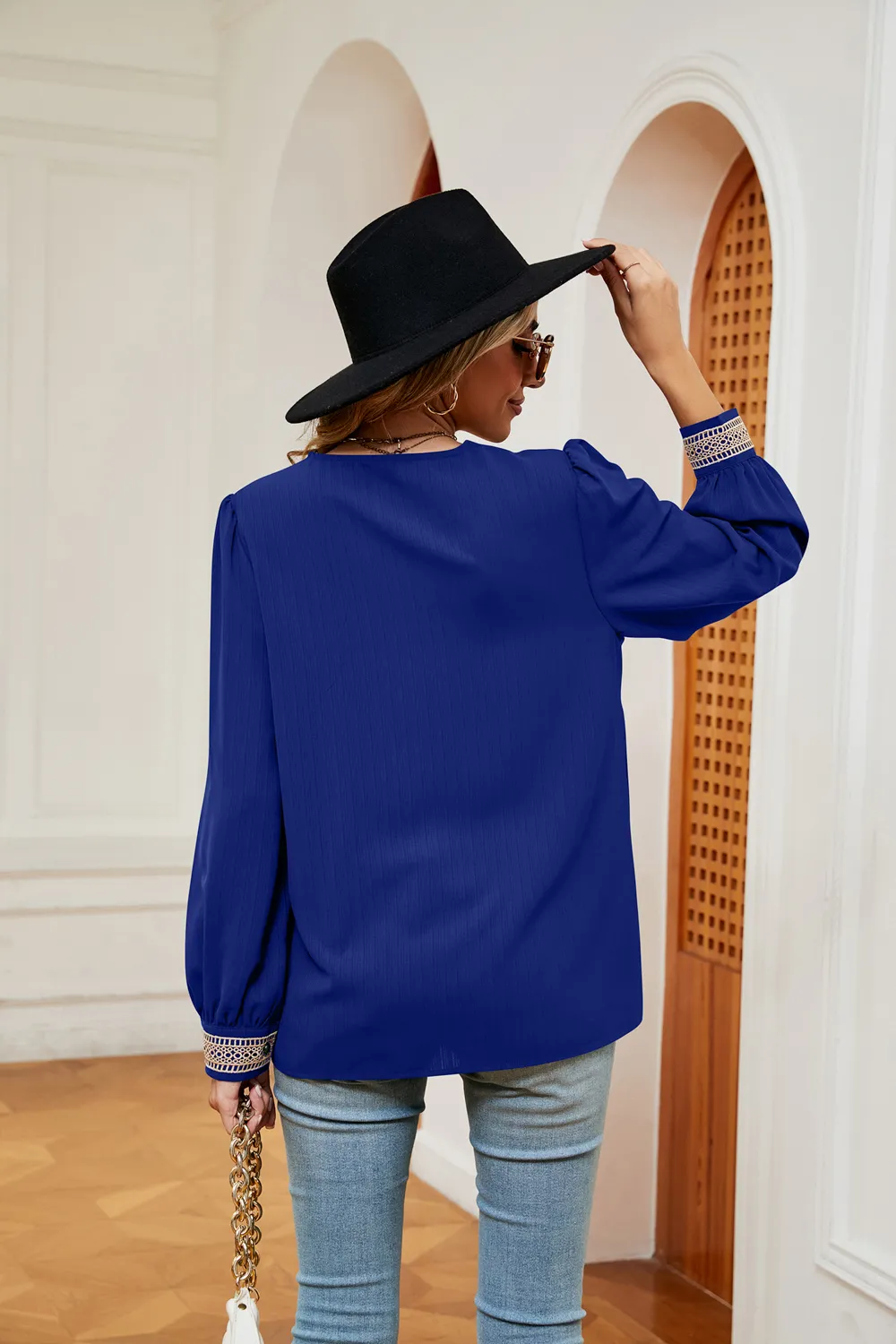 Contrast Puff Sleeve Blouse, image 3