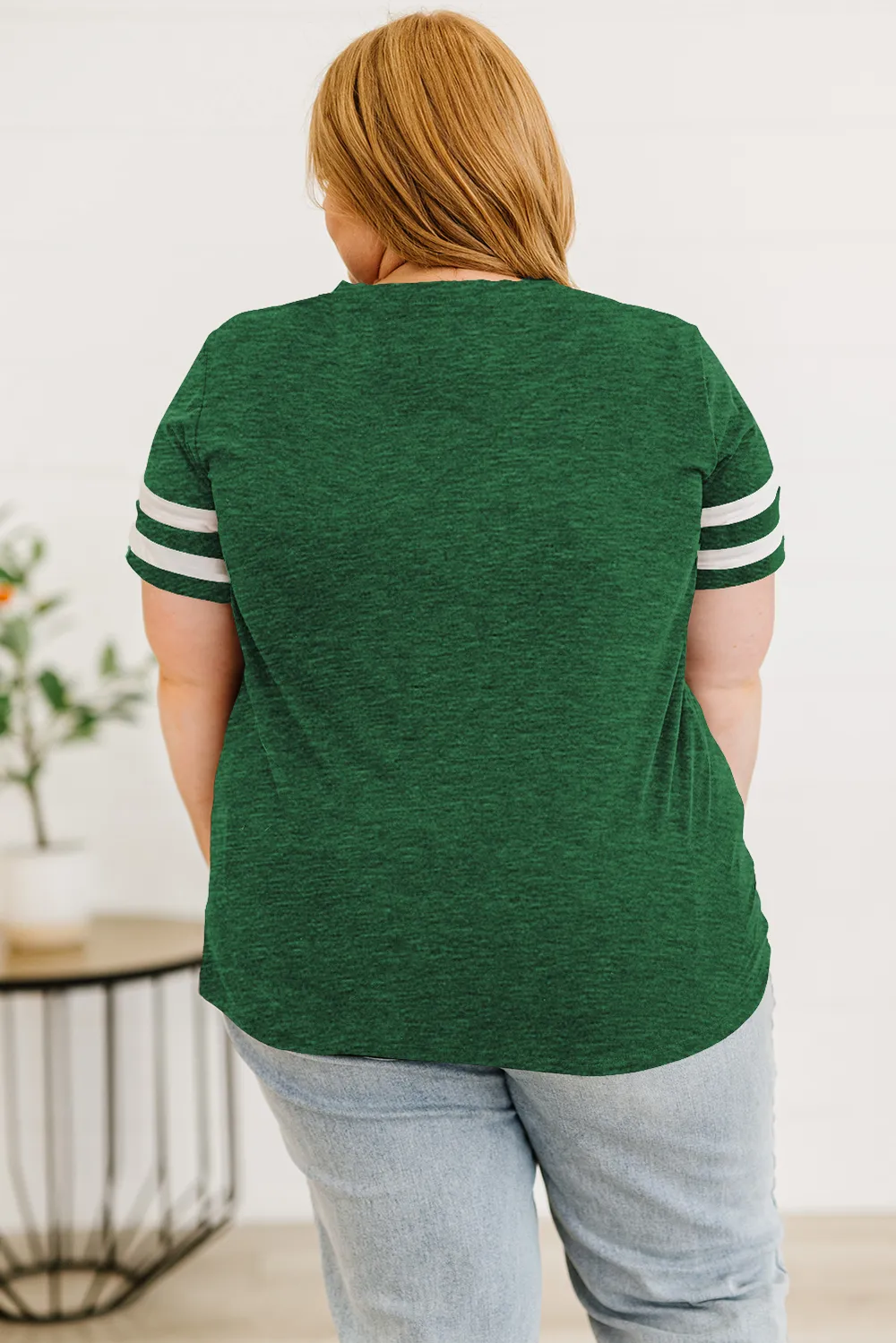 Plus Size Striped V-Neck Tee Shirt, image 26