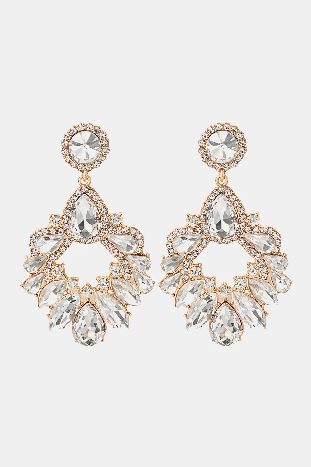 Zinc Alloy Frame Glass Stone Dangle Earrings, image 6