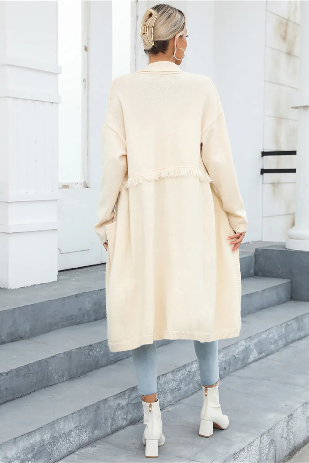 Open Front Pocketed Cardigan, image 7