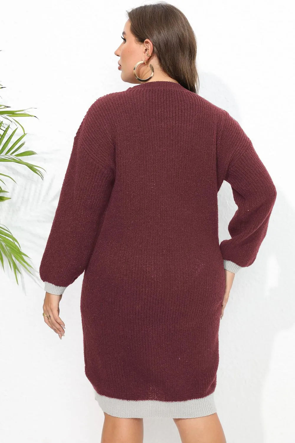 Plus Size Long Sleeve Sweater Dress, image 3
