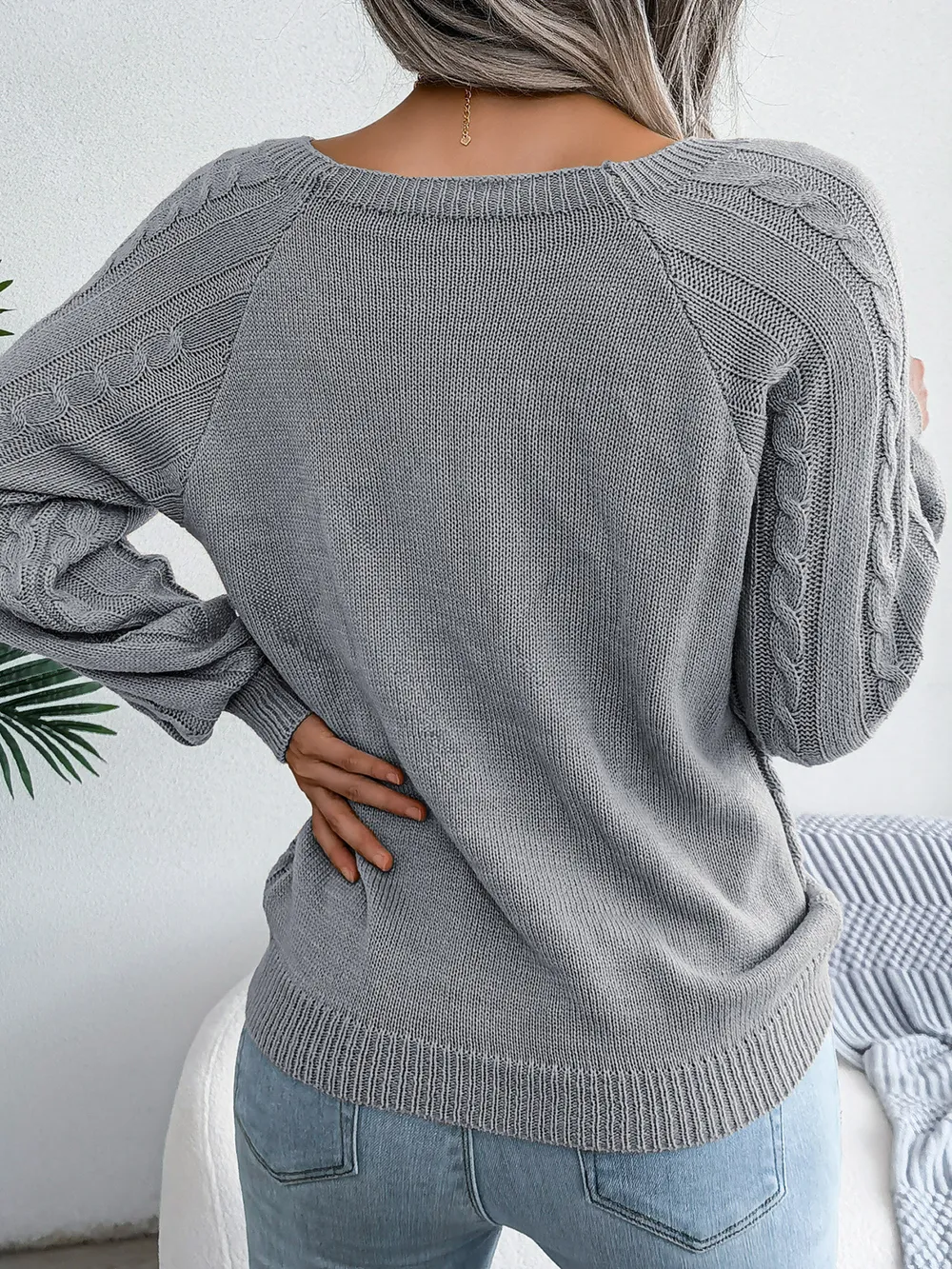Decorative Button Cable-Knit Sweater, image 15