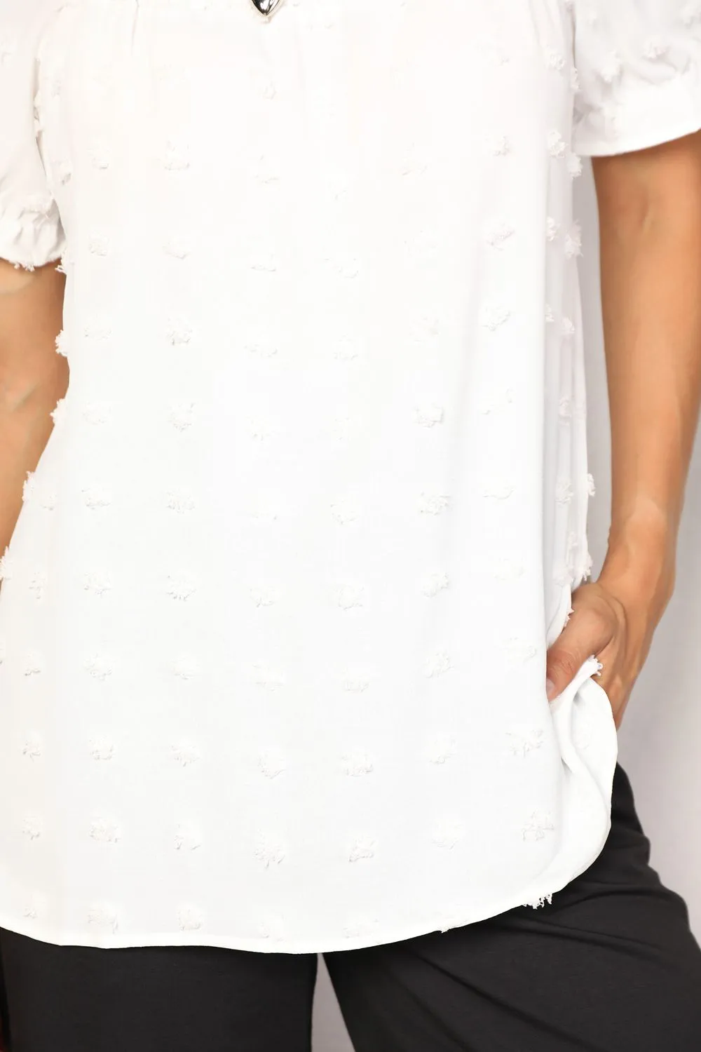 Swiss Dot Puff Sleeve Square Neck Blouse, image 5