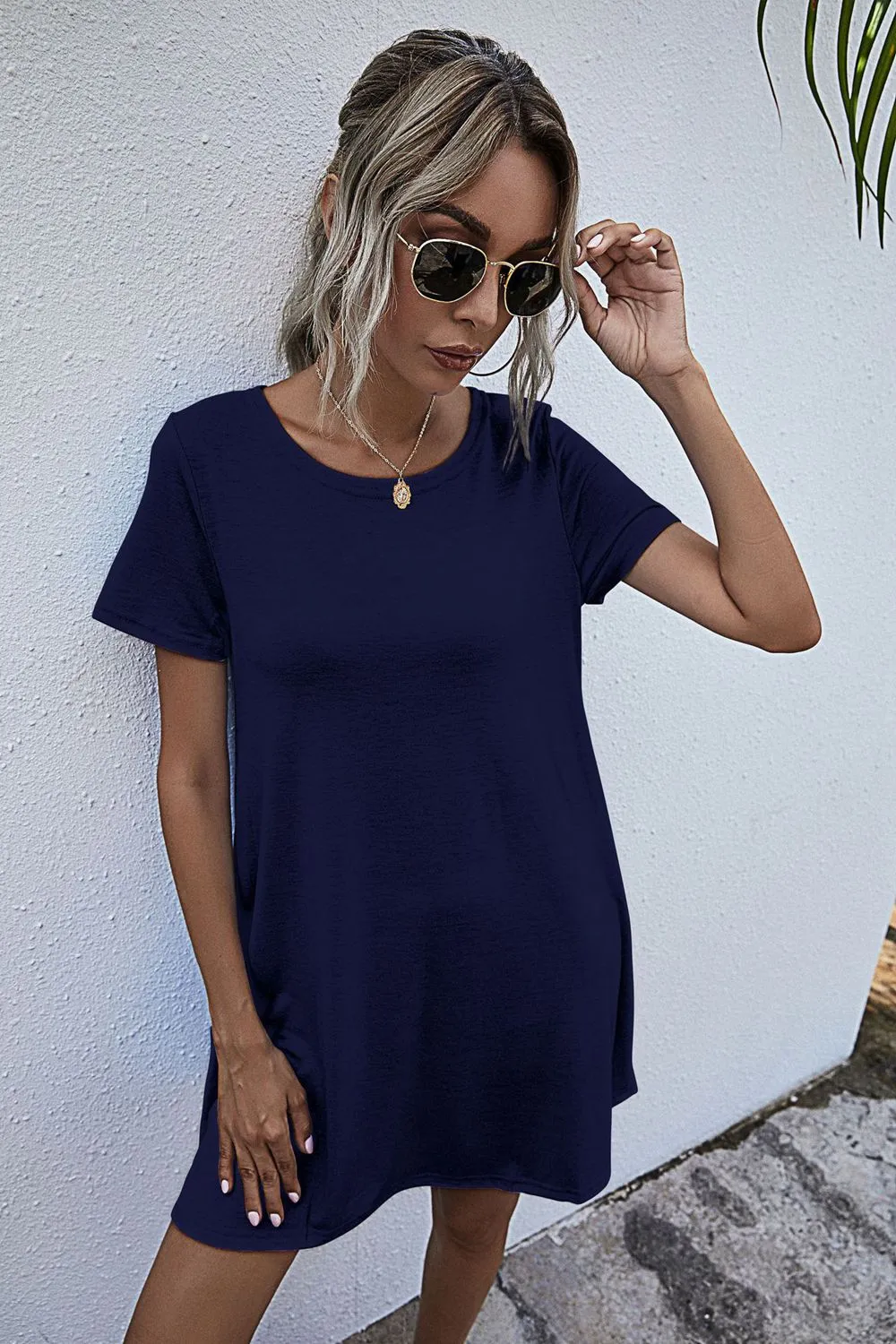 Round Neck Short Sleeve Mini Dress, image 11