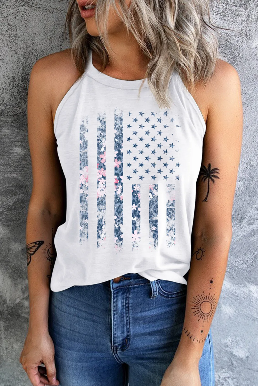 Floral Graphic Grecian Neck Tank, image 3