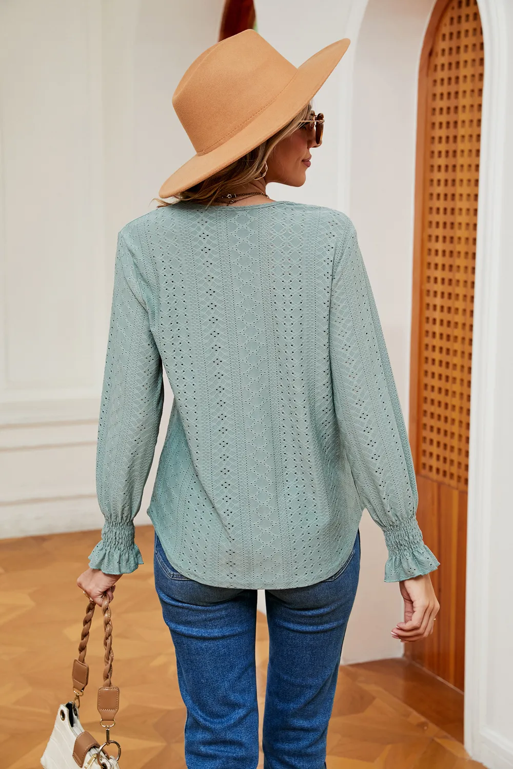 Contrast Flounce Sleeve Blouse, image 19