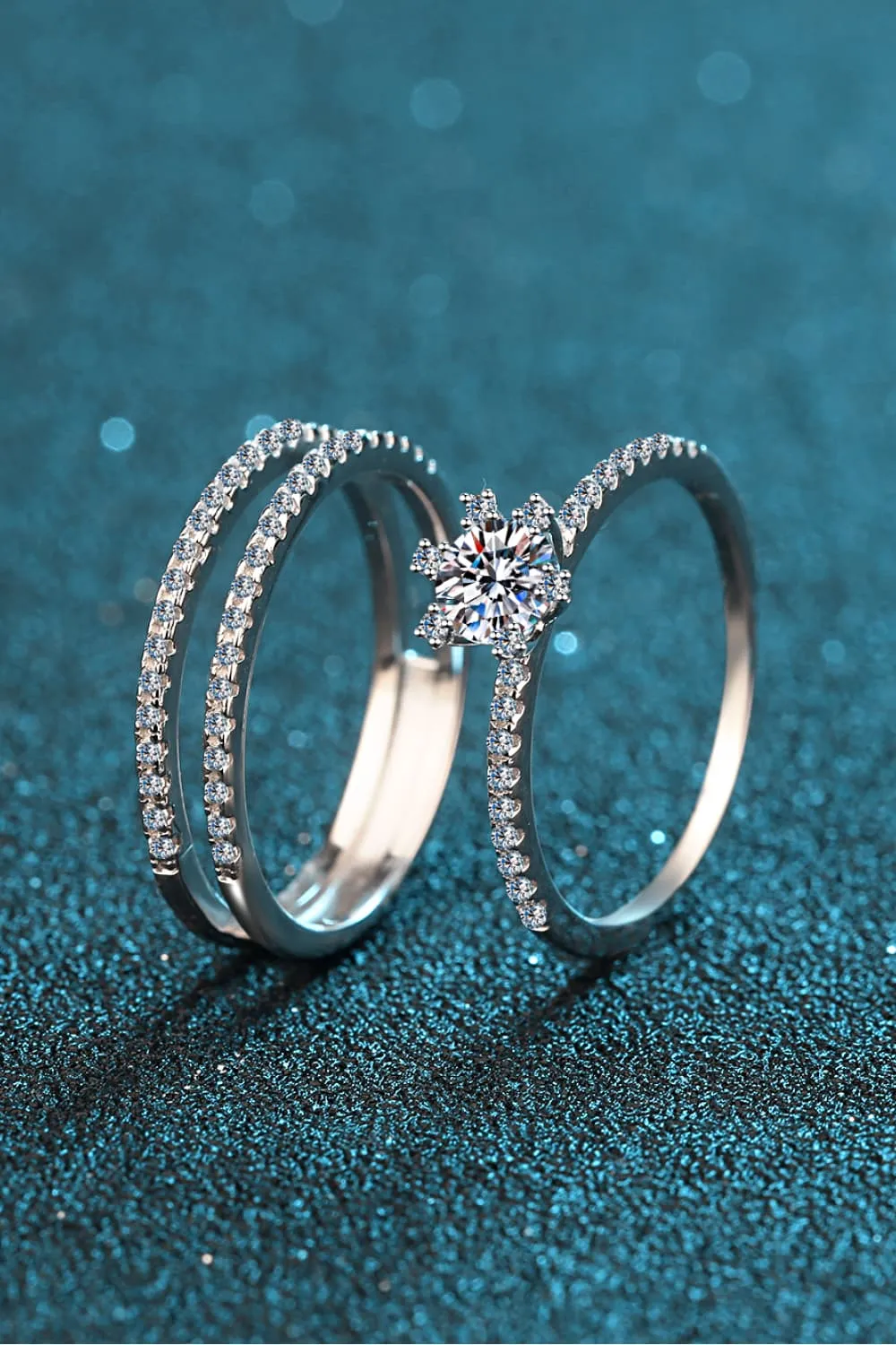 Moissanite 925 Sterling Silver Ring Set, image 5