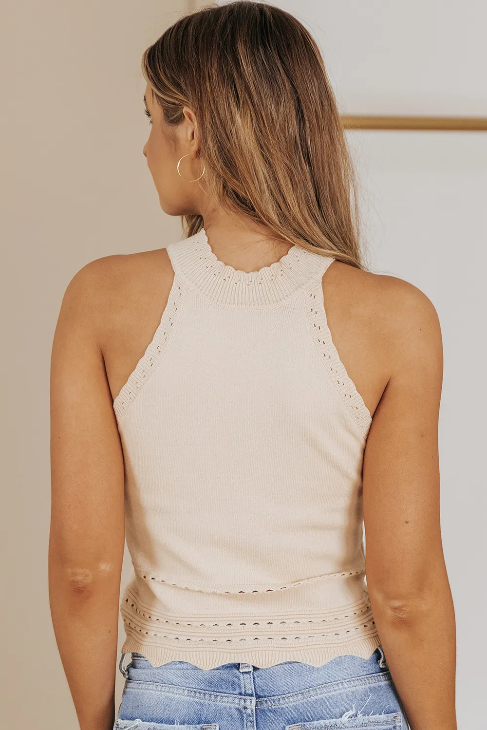 Scalloped Openwork Grecian Neck Tank, image 7