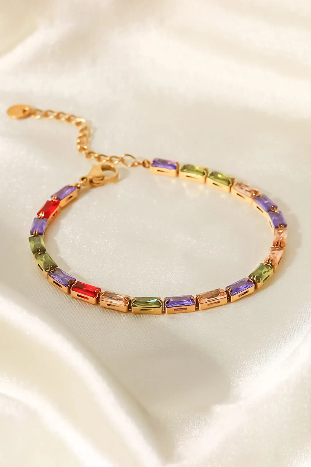 18K Gold Plated Multicolored Cubic Zirconia Bracelet, image 5