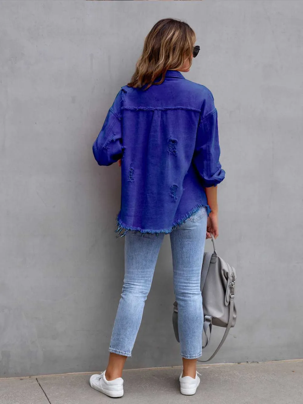 Distressed Drop Shoulder Denim Jacket, image 27