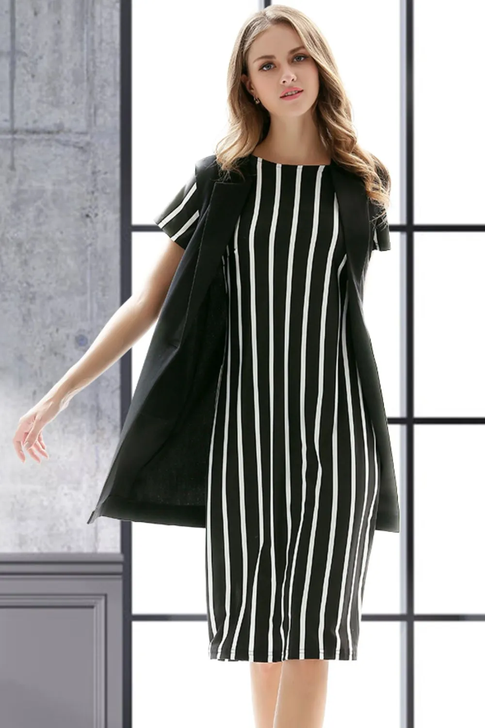 One-Button Sleeveless Longline Blazer, image 9