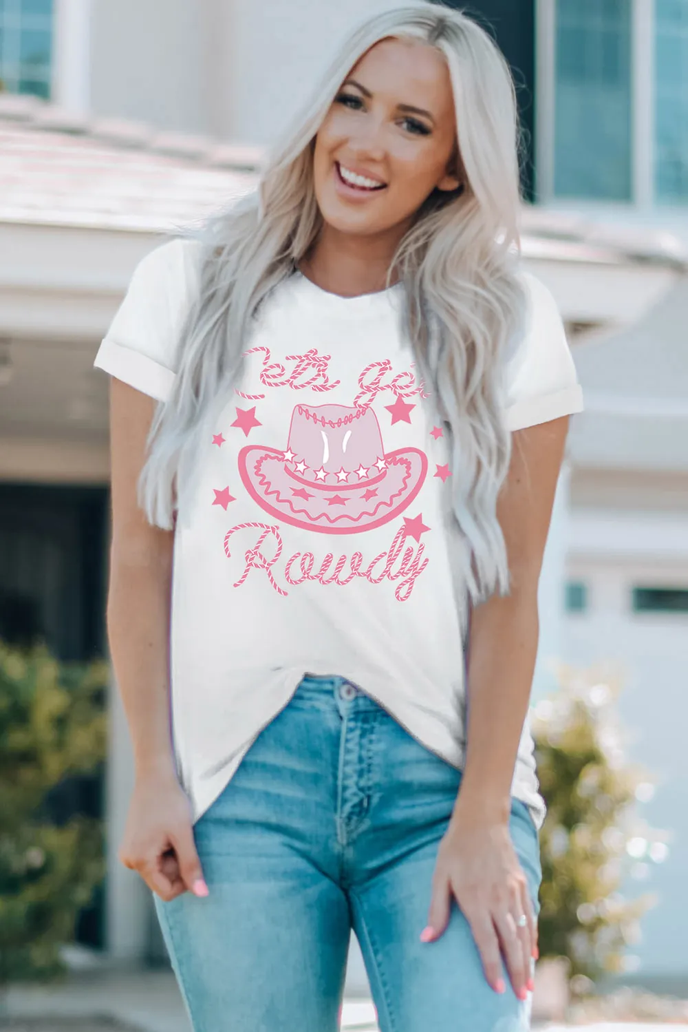 Cowboy Hat Graphic Round Neck Tee, image 2