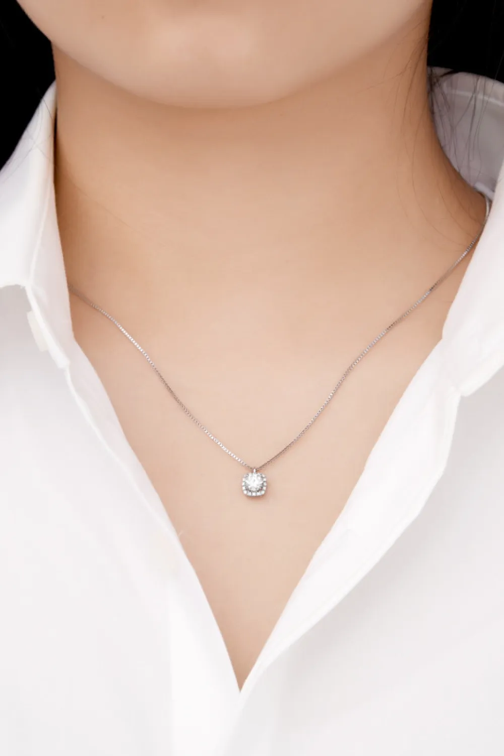 Moissanite Pendant Platinum-Plated Necklace, image 3