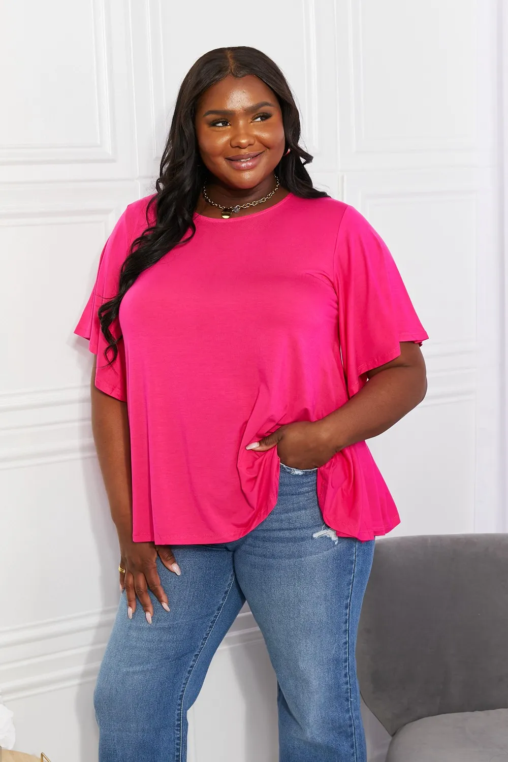 Full Size More Than Words Flutter Sleeve Top, image 7