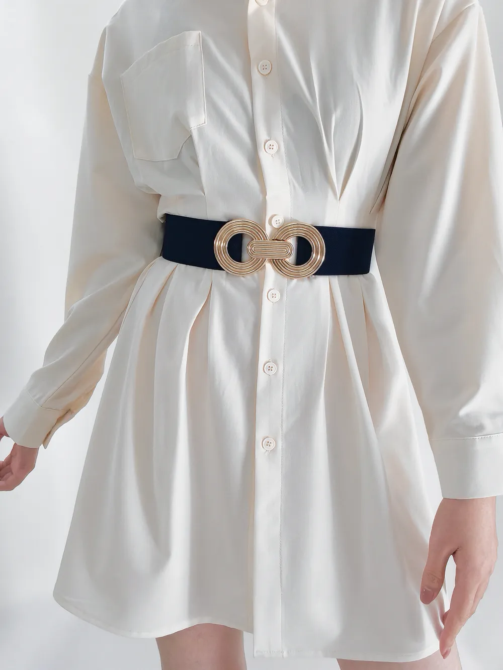 Geometric Buckle Elastic Wide Belt, image 18