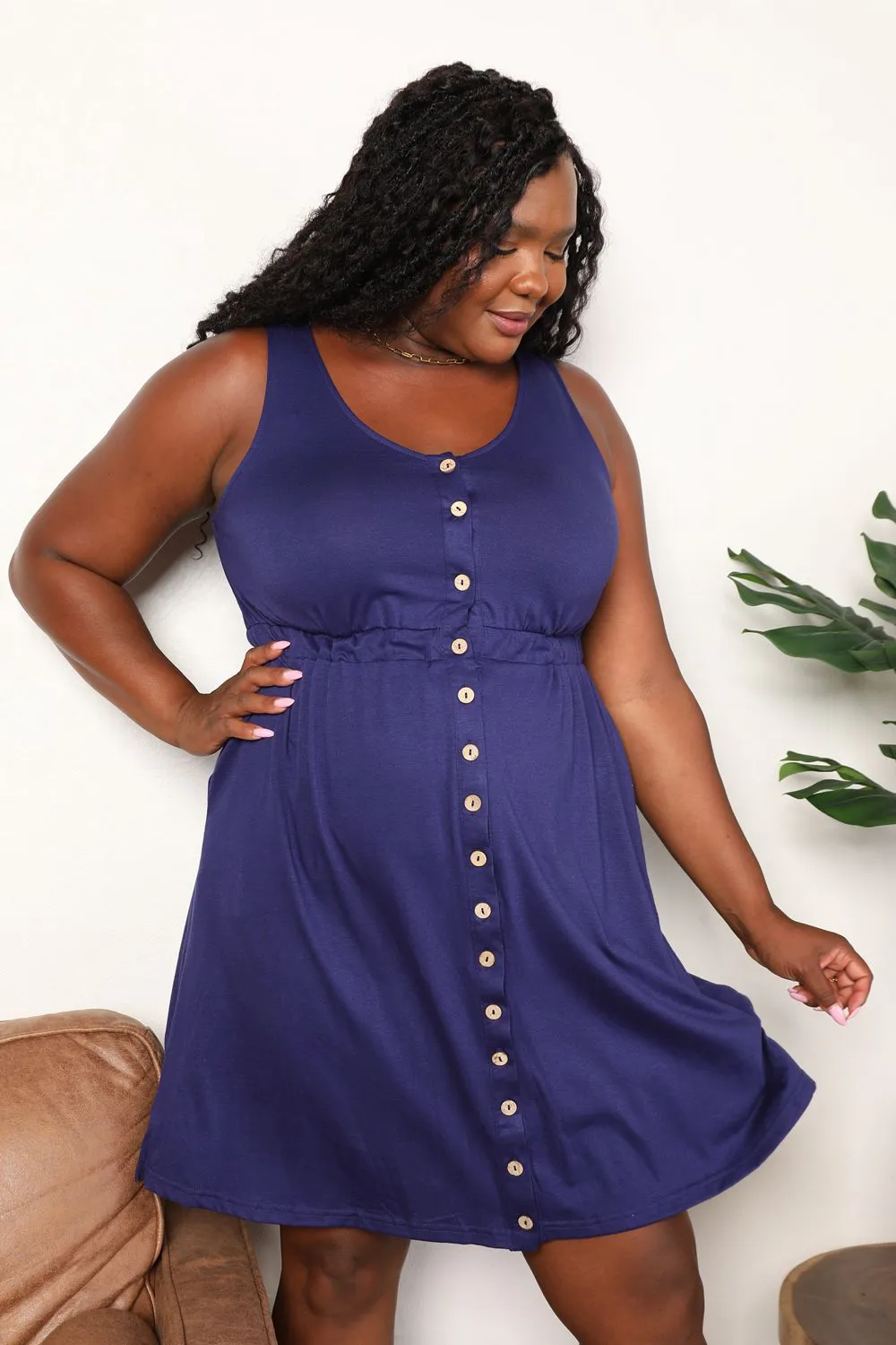 Button Front Empire Waist Sleeveless Slit Magic Dress, image 10