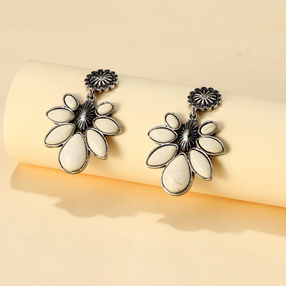 Artificial Turquoise Flower Earrings, image 12