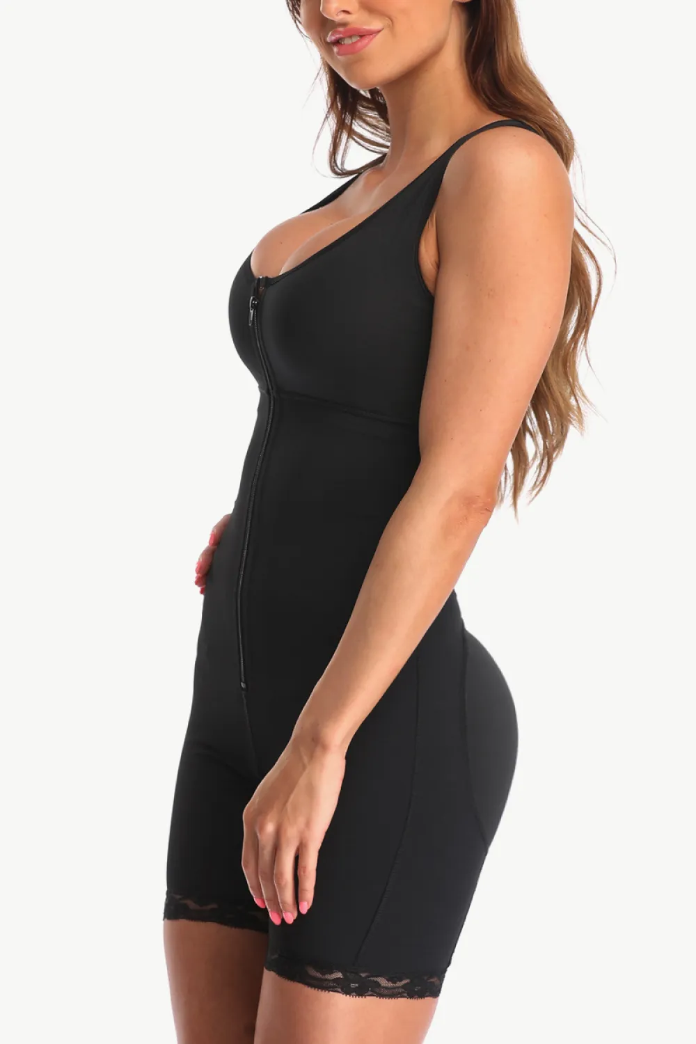 Full Size Zip-Up Lace Detail Shapewear, image 6