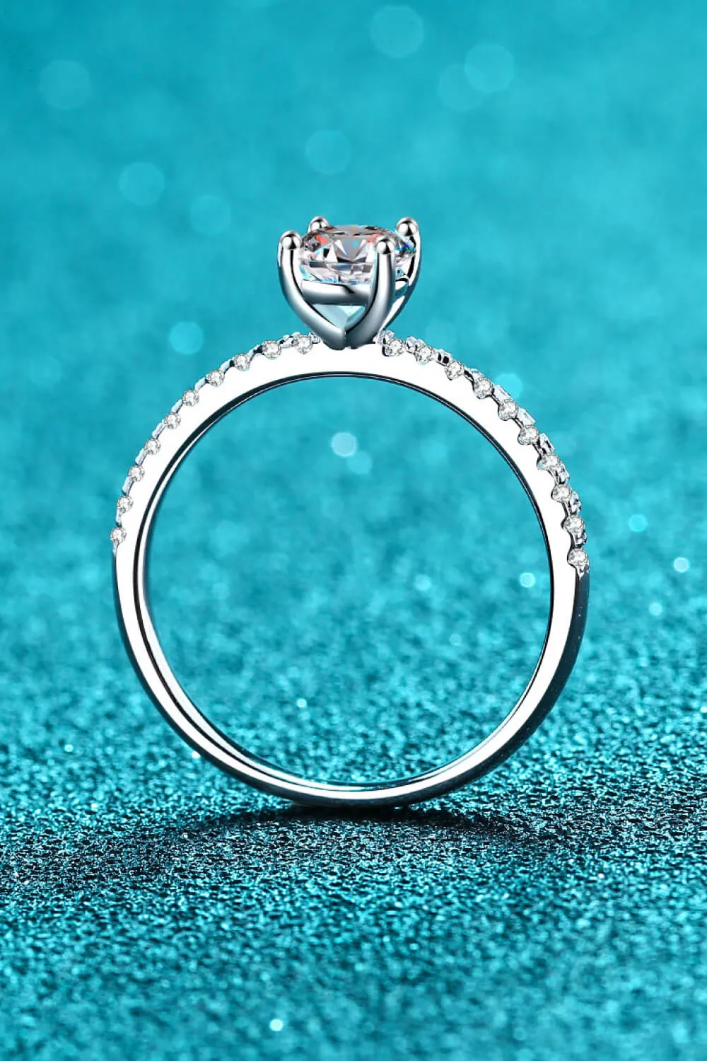 925 Sterling Silver Inlaid 1 Carat Moissanite Ring, image 5