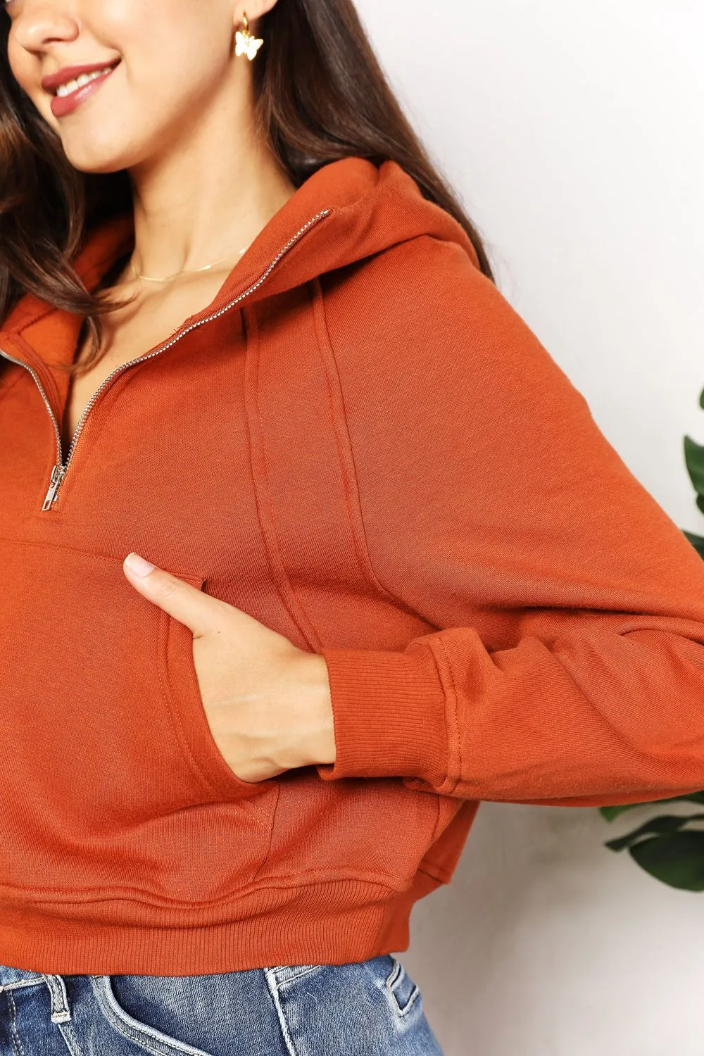 Half-Zip Long Sleeve Hoodie, image 9