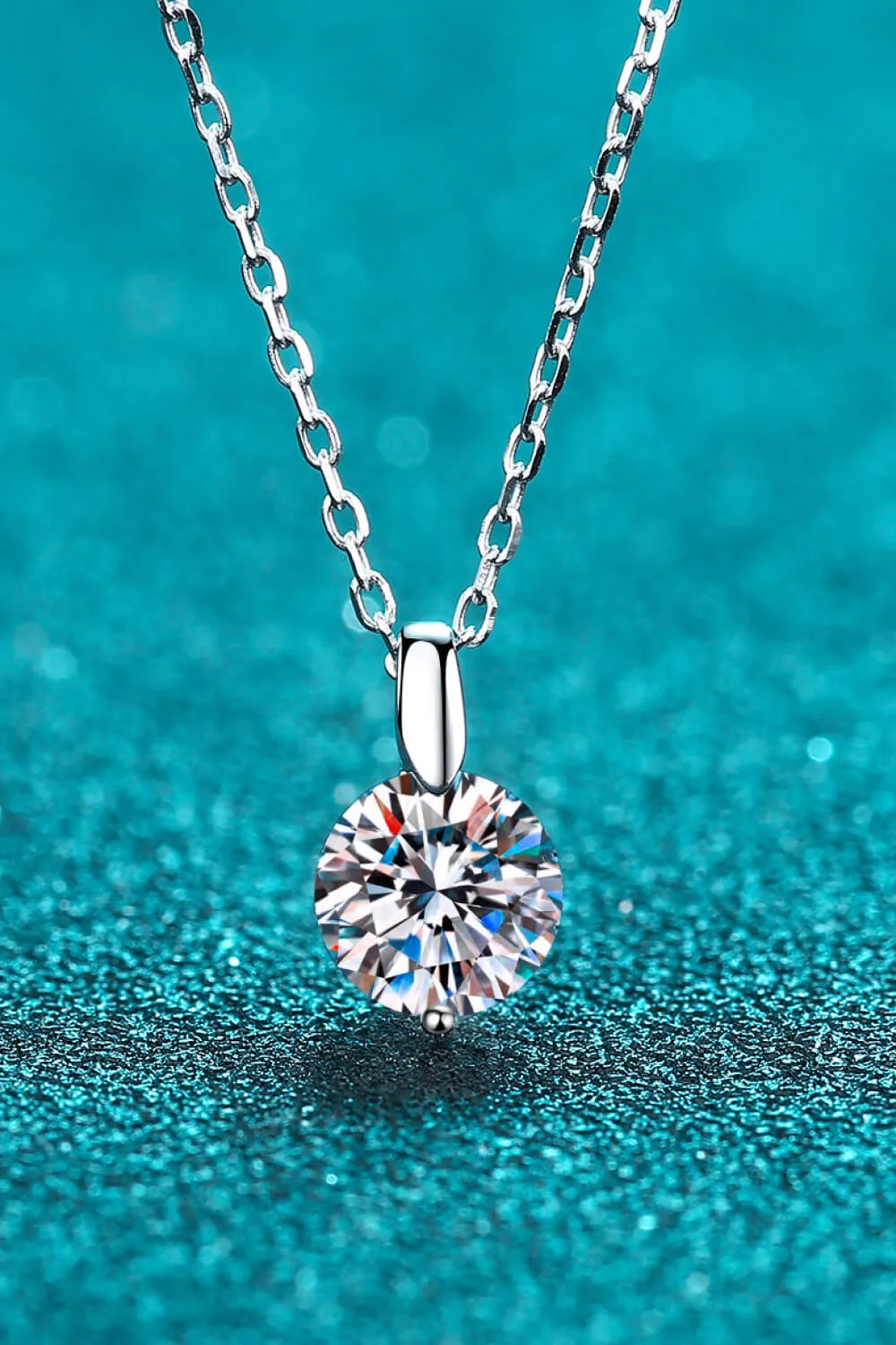 Minimalist 925 Sterling Silver Moissanite Pendant Necklace, image 5