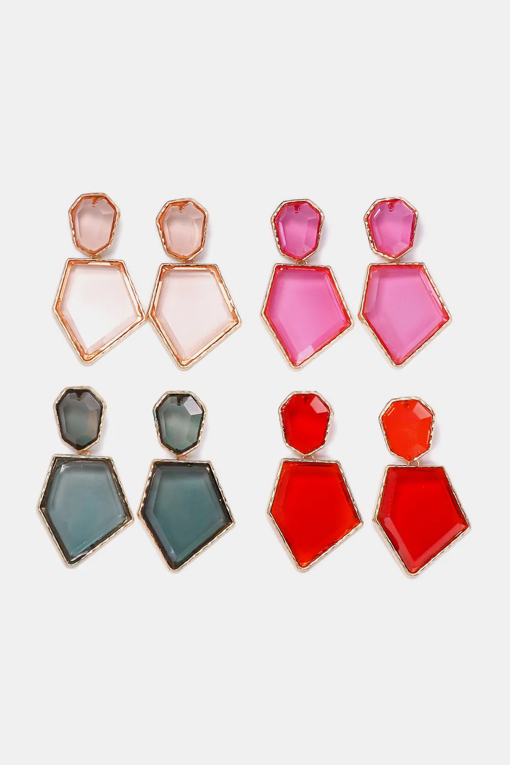 Geometrical Shape Zinc Alloy Frame Resin Dangle Earrings, image 3
