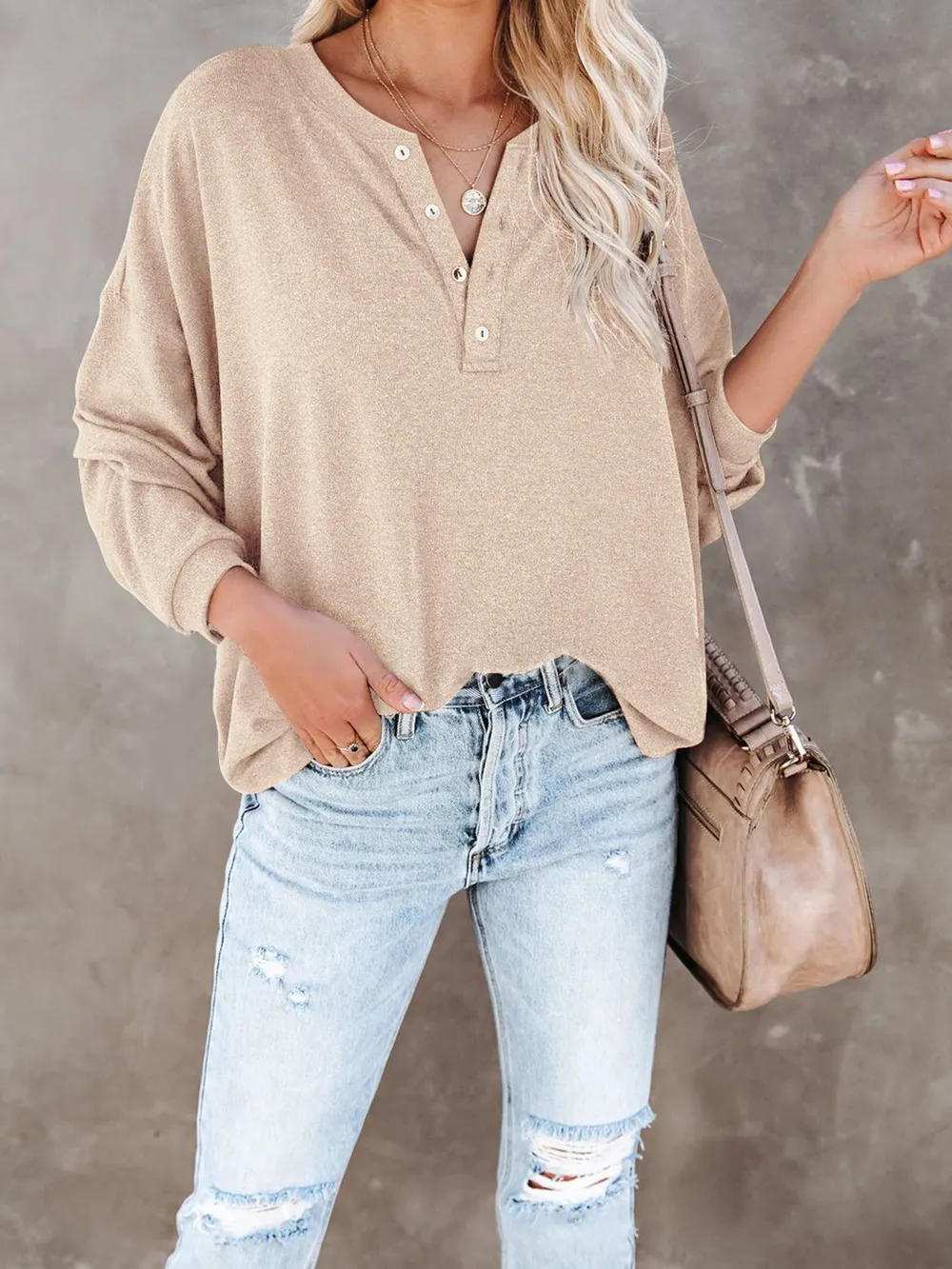 Buttoned Drop Shoulder Top, image 12