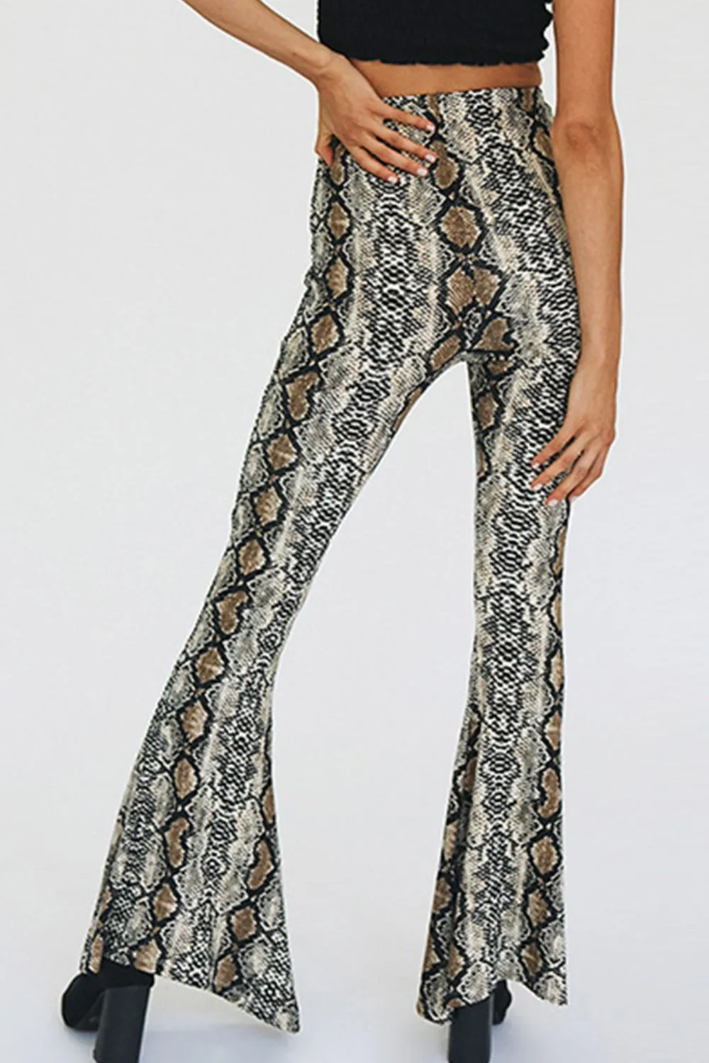 Snakeskin Print Flare Pants, image 5