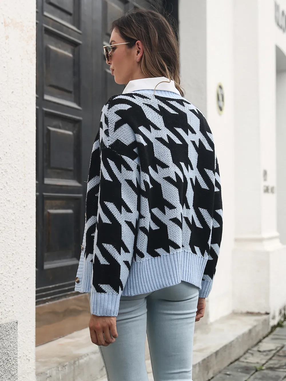 Houndstooth Button Down Cardigan, image 9