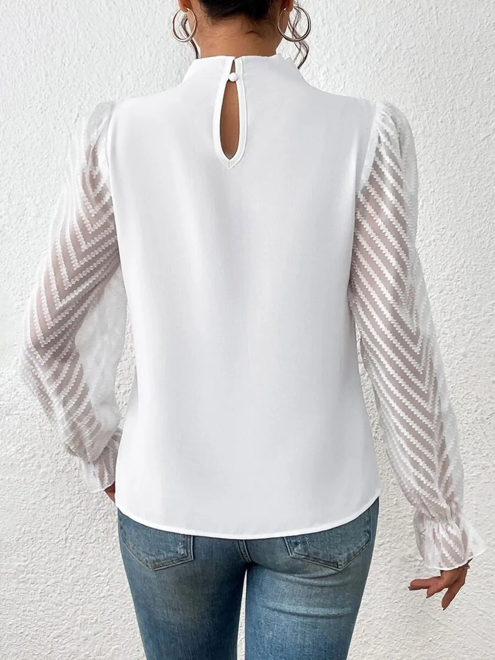 Mock Neck Flounce Sleeve Blouse, image 12